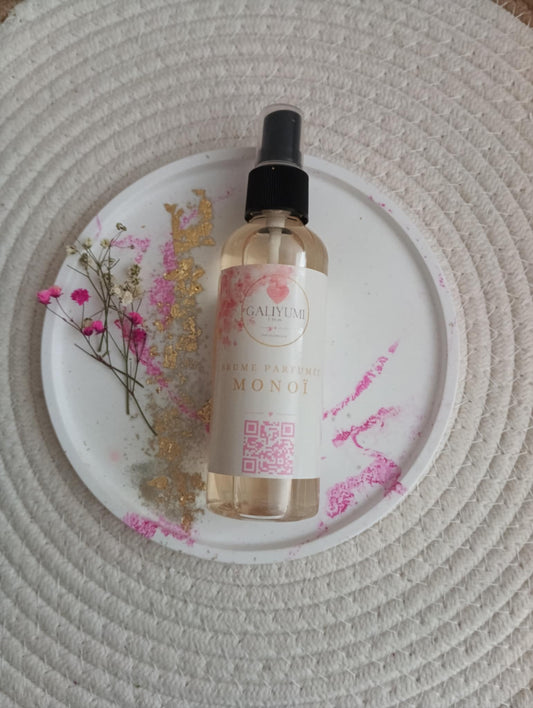 Brume parfumée Monoï – Spray d’ambiance & textile 30ml / 100ml | Parfum d’été Galiyumi Créas