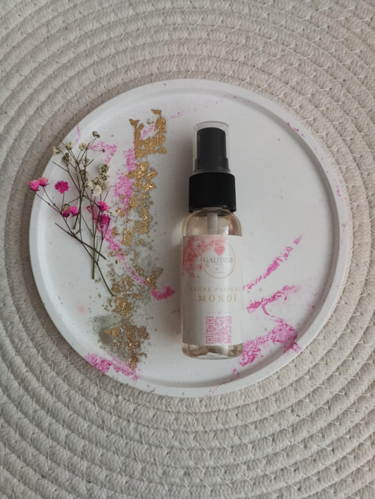 Brume parfumée Monoï – Spray d’ambiance & textile 30ml / 100ml | Parfum d’été Galiyumi Créas